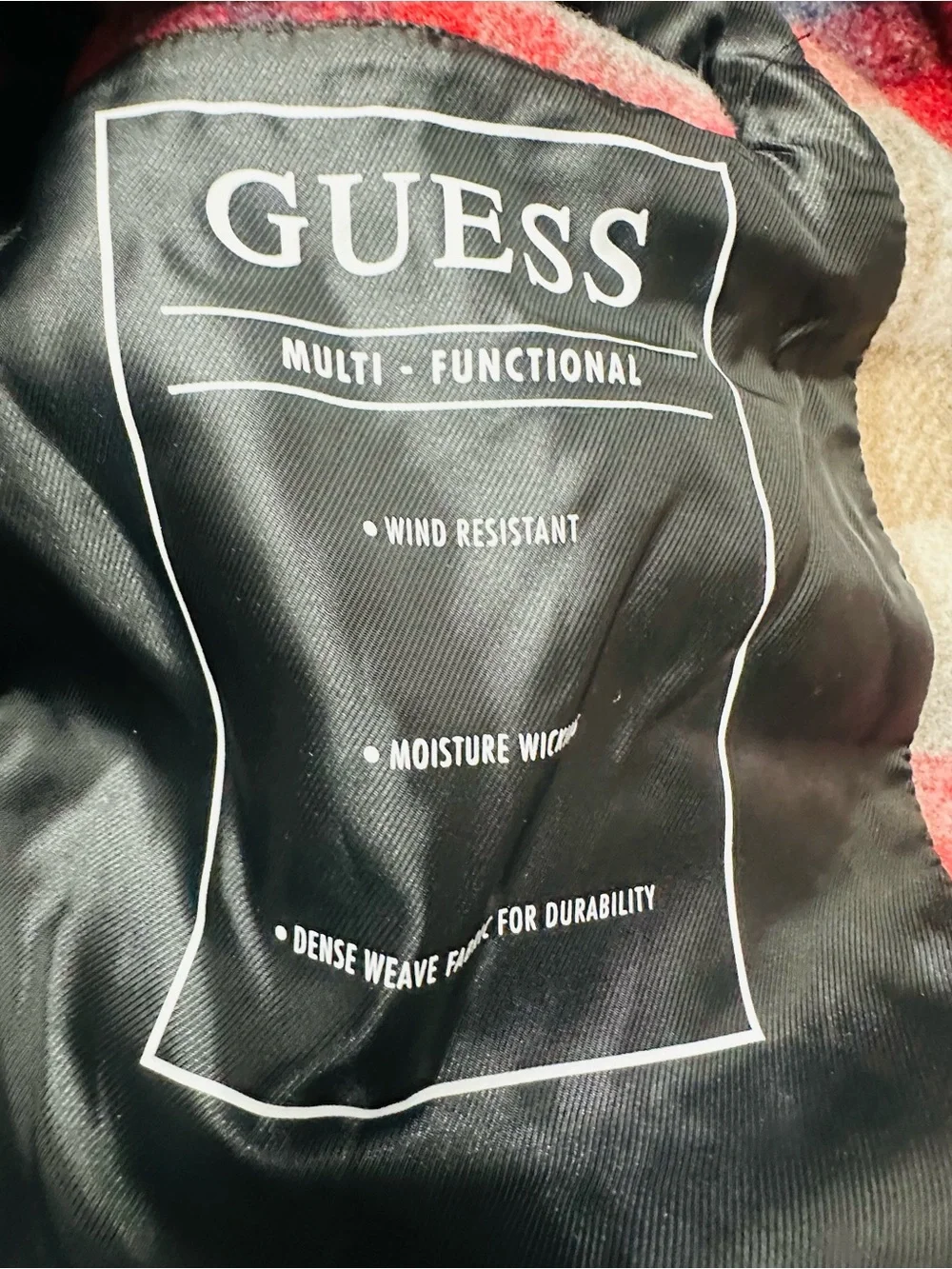 GUESS Red and Tan Plaid Y2K Men's Zip Jacket NWT Medium